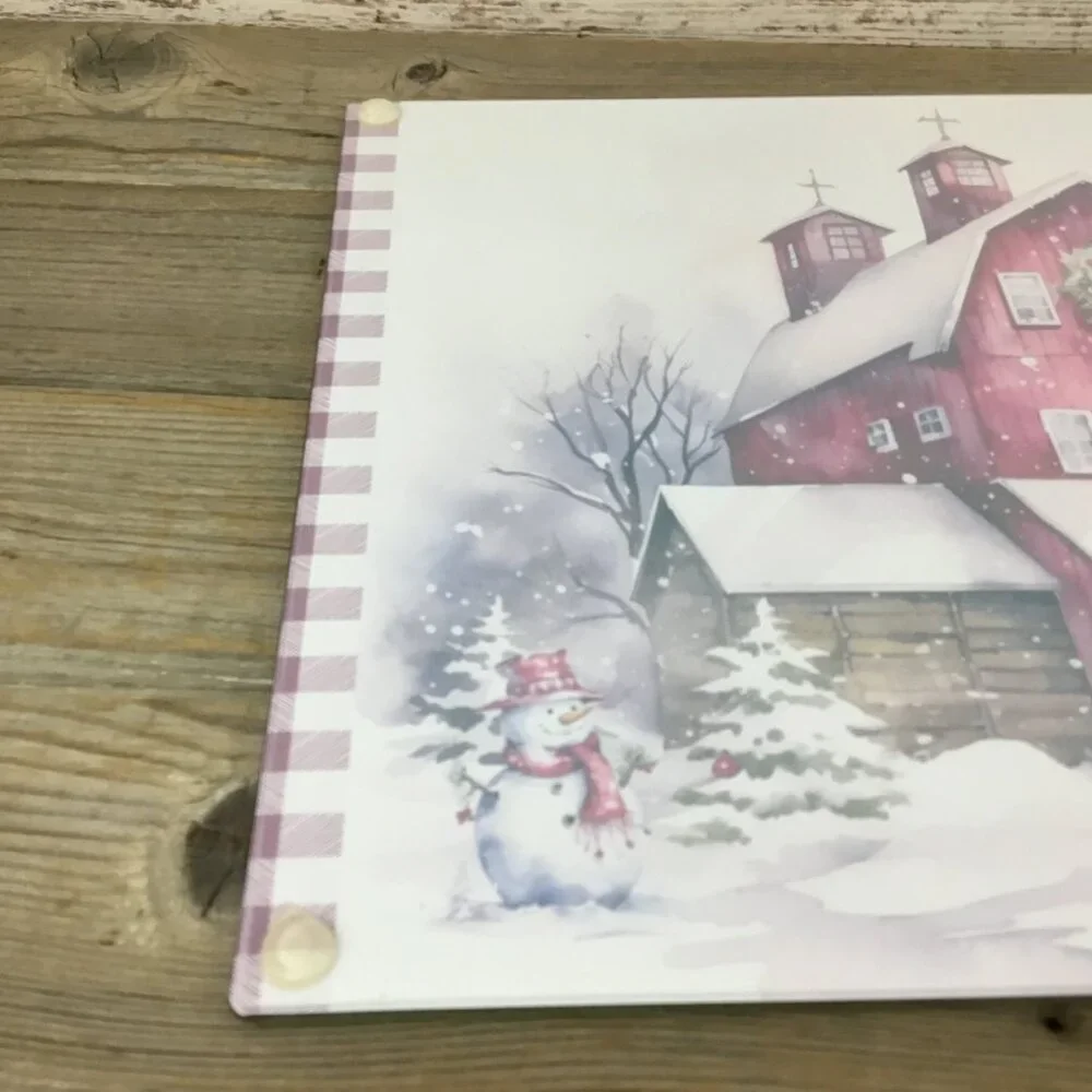 Red Truck Christmas on the Farm Glass Cutting Board 8